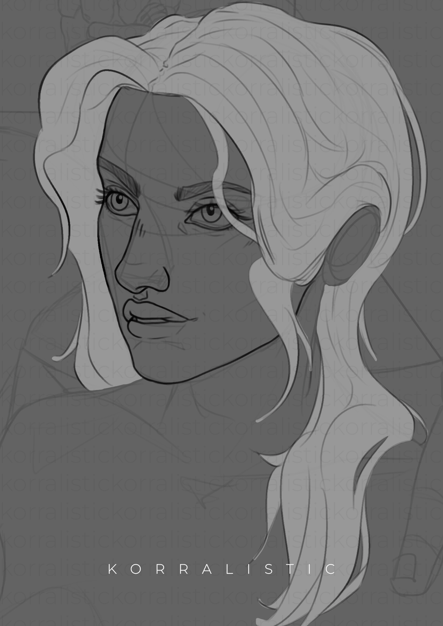 bust kinda (cropped wip), very simple b/w shading